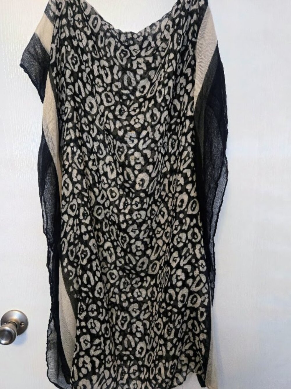 Black and tan animal print shawl‎ wrap